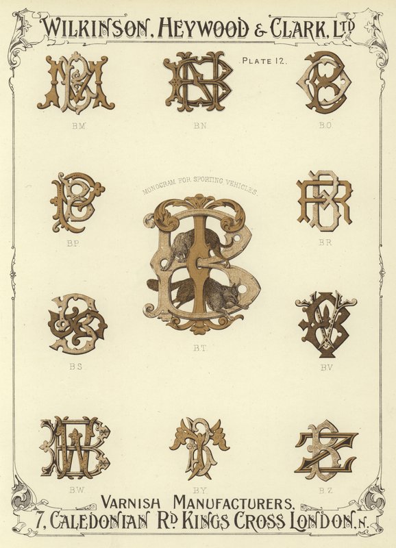 BM, BN, BO, BP, Monogram dla pojazdów sportowych, BT, BR, BS, BV, BW, BY, BZ autorstwa English School