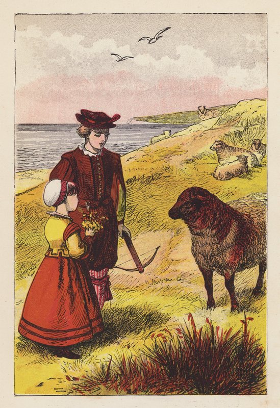 Baa, Baa, czarna owca (kolorowa litografia) autorstwa English School