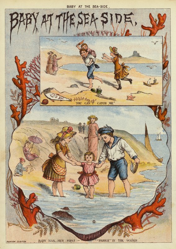 Dziecko nad morzem (chromolitho) autorstwa English School