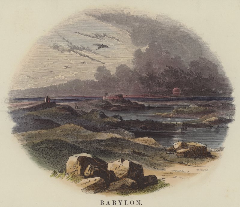 Babilon (kolorowy grawerunek) autorstwa English School
