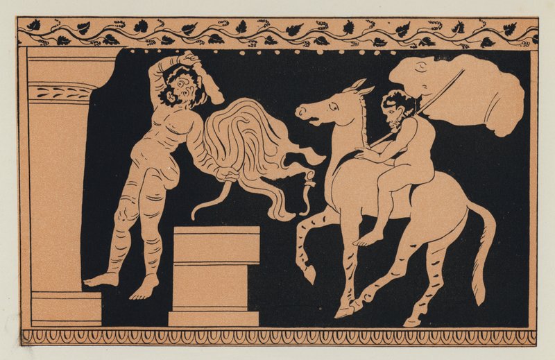 Bachus i Ksantypa (kolorowa litografia) autorstwa English School