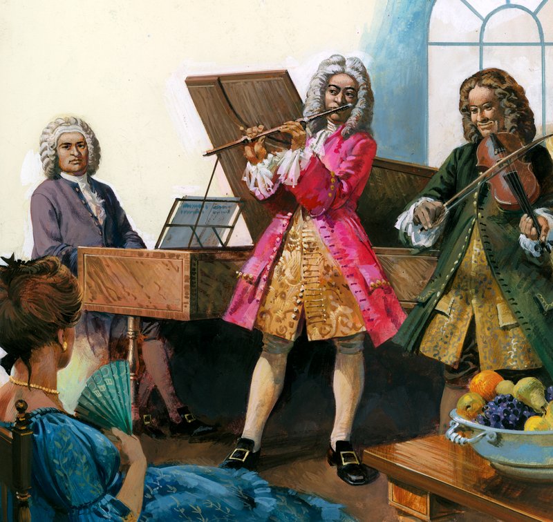 Bach grający muzykę z członkami własnej rodziny autorstwa English School