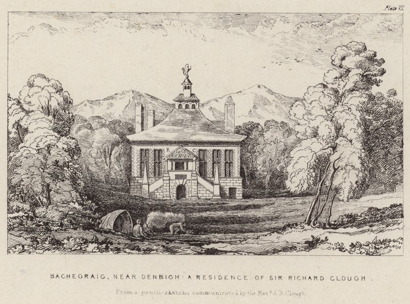 Bachegraig, rezydencja Sir Richarda Clough autorstwa English School