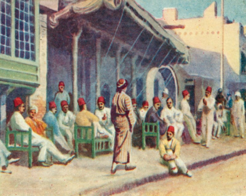 Bagdad, typowa kawiarnia (kolorowa litografia) autorstwa English School