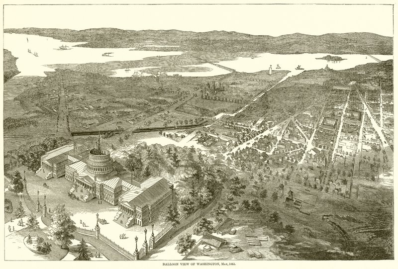 Balonowy widok Waszyngtonu, maj 1861 r. autorstwa English School