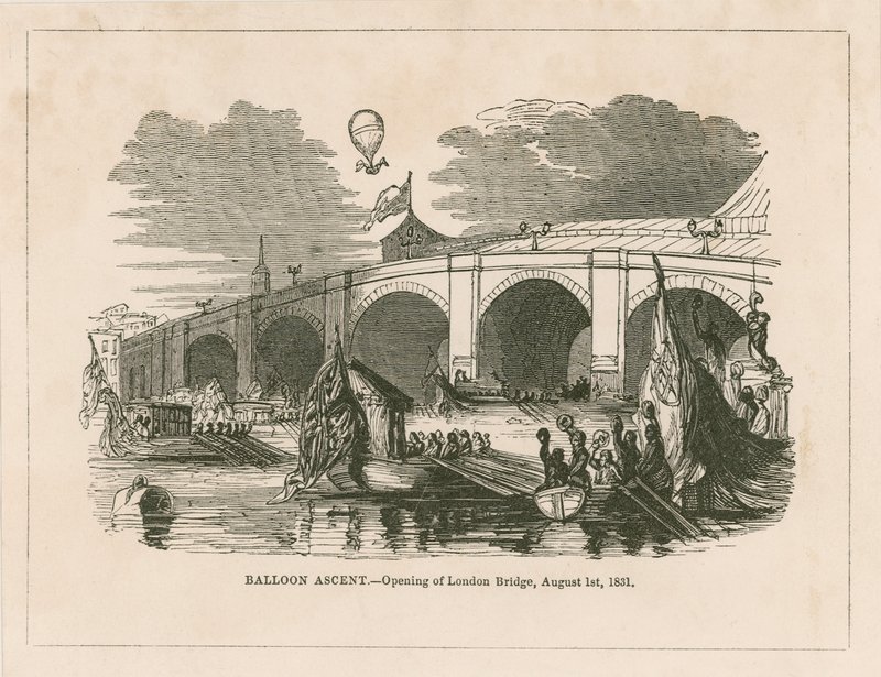 Lot balonem podczas otwarcia New London Bridge autorstwa English School