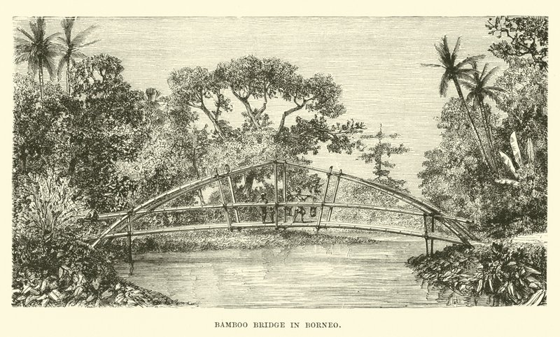 Most bambusowy na Borneo autorstwa English School