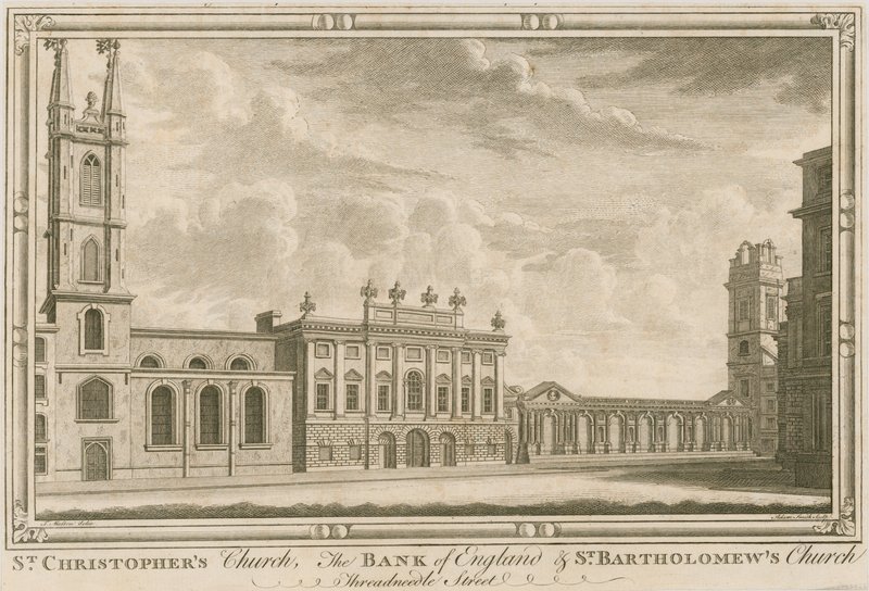 Bank of England, skrzydło wschodnie dodane przez Sir Roberta Taylora, 1765 autorstwa English School