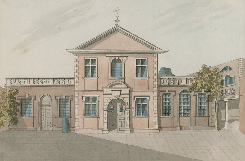 Barber Surgeons Hall, Monkwell Street, Londyn (wc na papierze) autorstwa English School