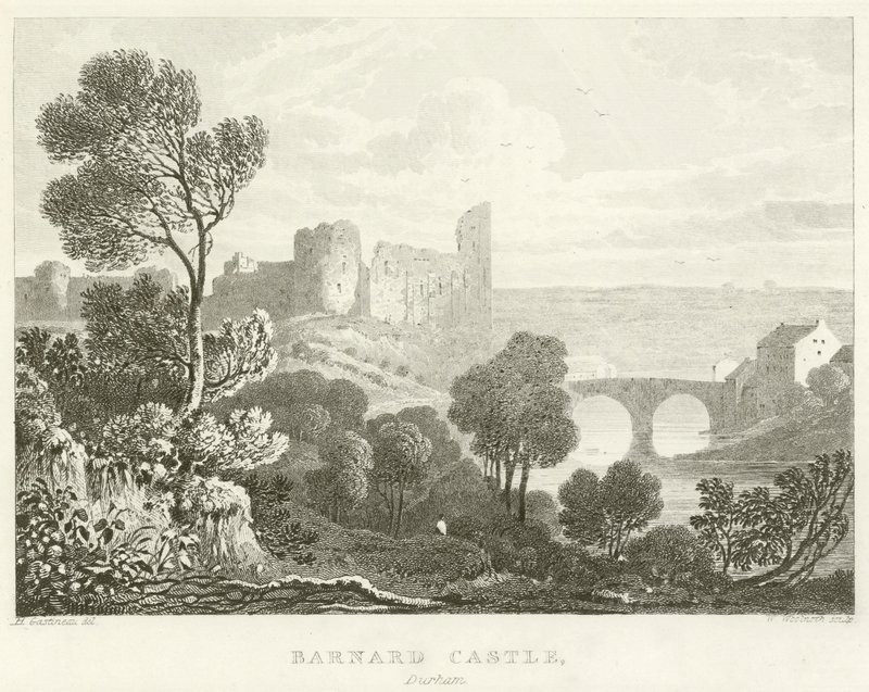 Zamek Barnard, Durham (grawerowanie) autorstwa English School