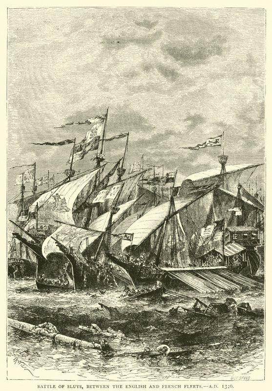 Bitwa pod Sluys, między flotą angielską i francuską, 1340 rne autorstwa English School