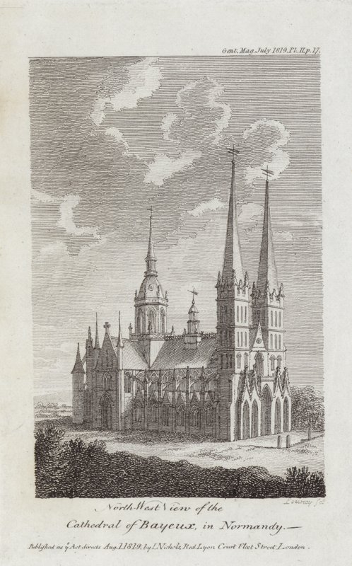Katedra w Bayeux, Normandia, 1819 autorstwa English School