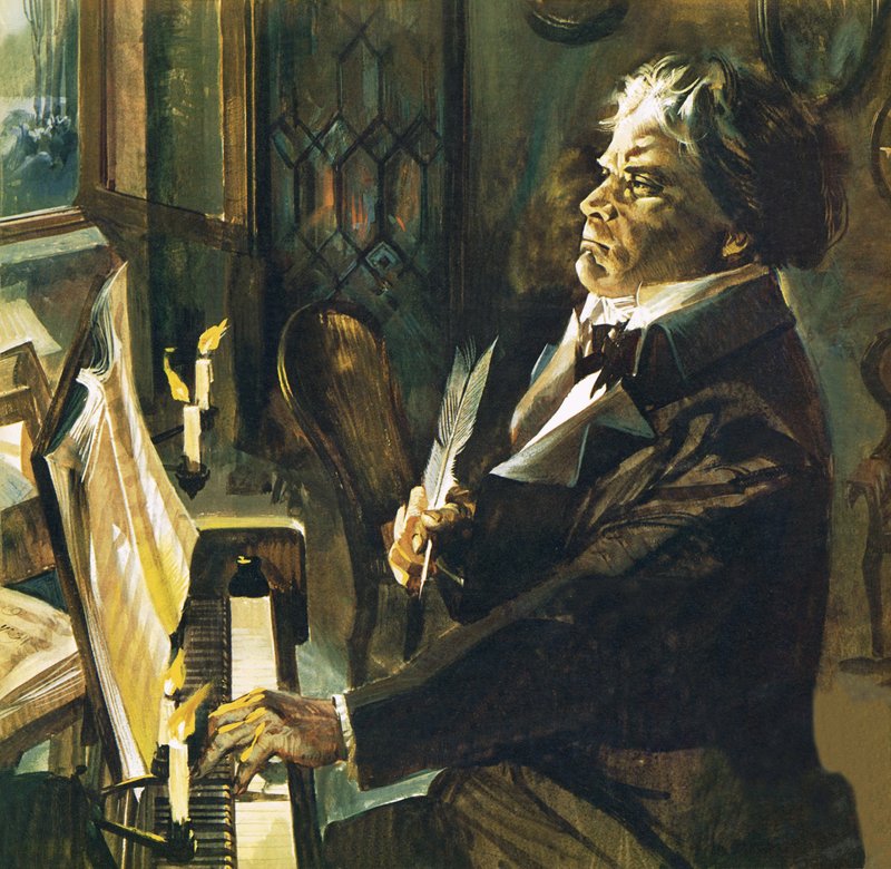 Beethoven przy fortepianie autorstwa English School