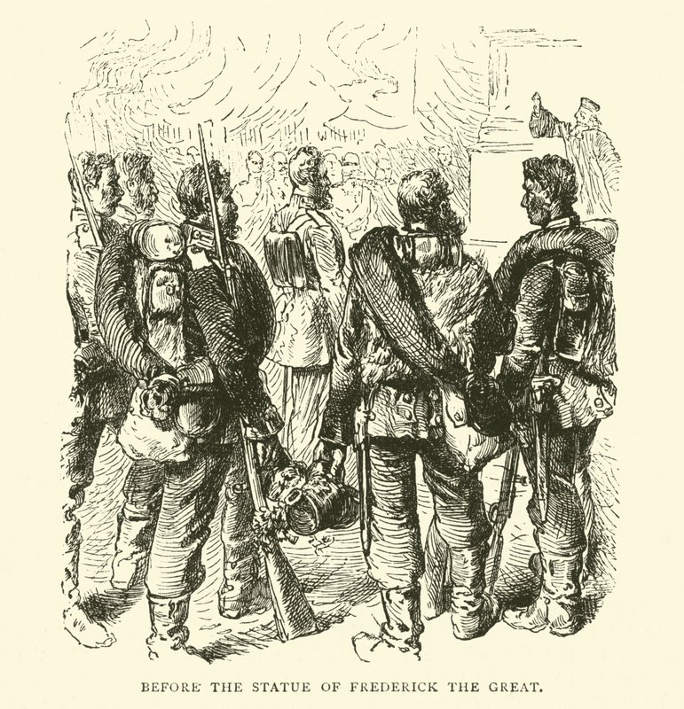 Przed pomnikiem Fryderyka Wielkiego, maj 1871 r. autorstwa English School