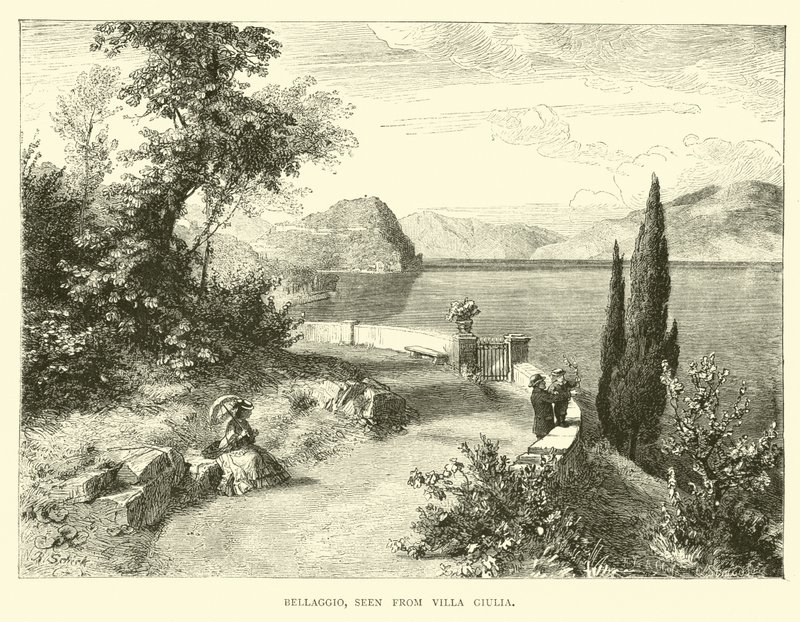 Bellaggio, widok z Villi Giulia autorstwa English School