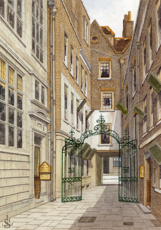 Benet Place, Gracechurch Street (wc na papierze) autorstwa English School