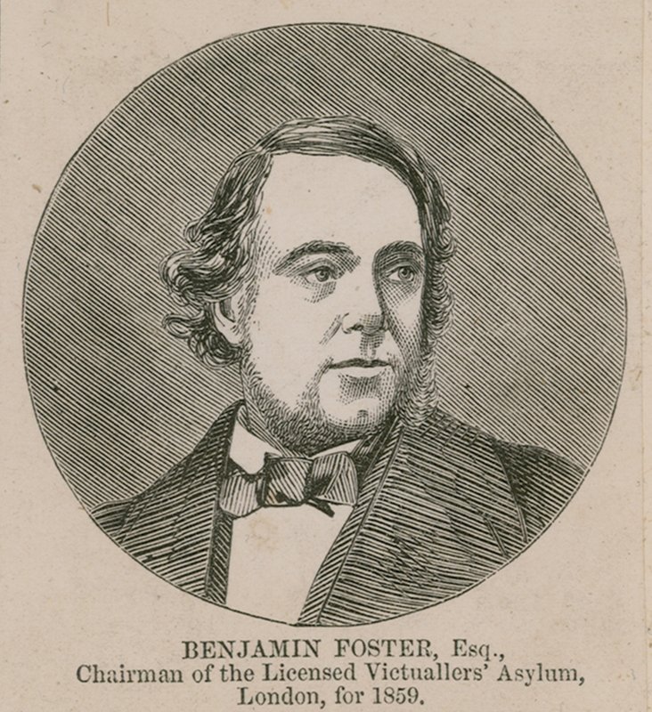 Benjamin Foster, przewodniczący licencjonowanego azylu dla witarian, Londyn, 1859 autorstwa English School