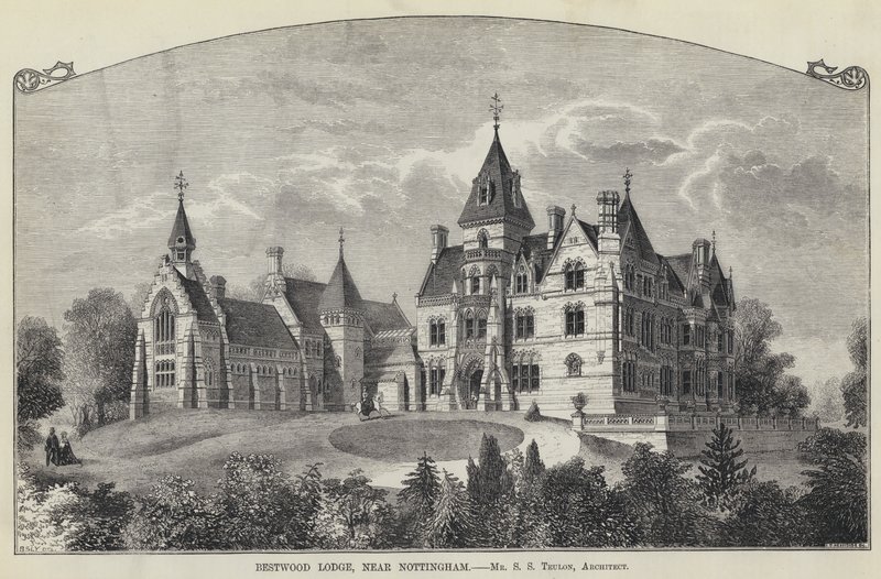 Bestwood Lodge, niedaleko Nottingham (grawerowanie) autorstwa English School