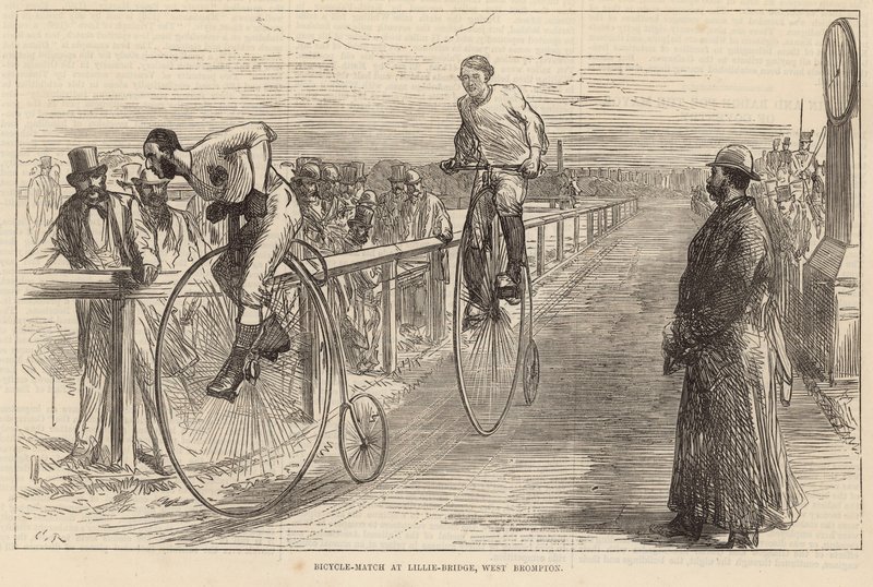 Mecz rowerowy na Lillie Bridge, West Brompton autorstwa English School