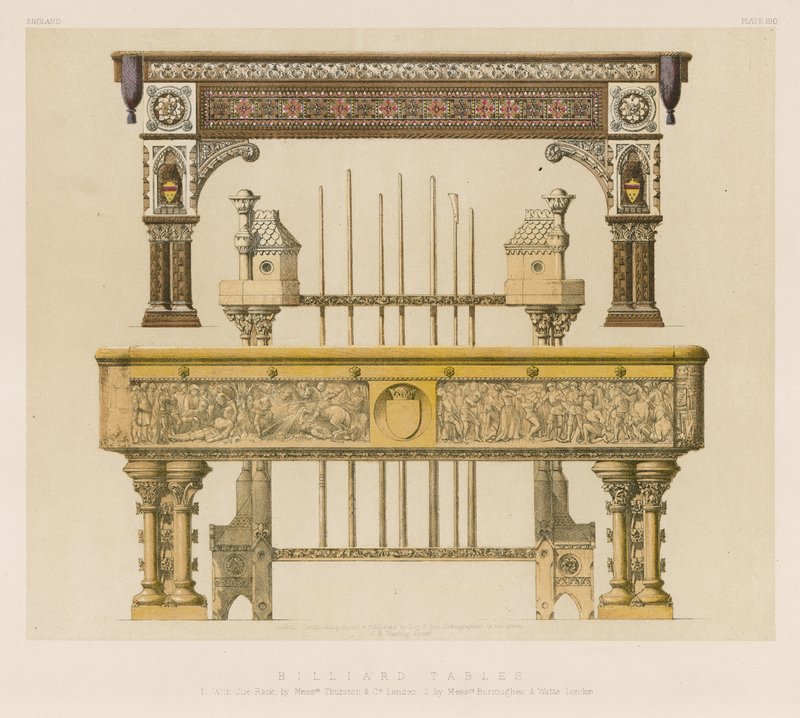 Stoły bilardowe (chromolitho) autorstwa English School