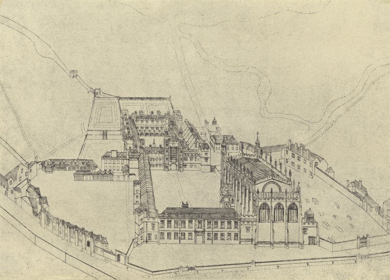 Widok z lotu ptaka na Eton College (wklęsłodruk) autorstwa English School