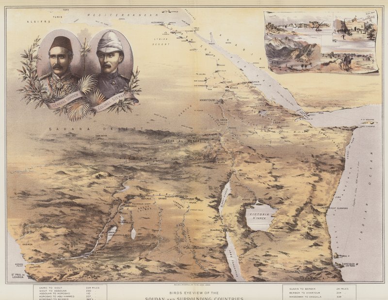 Widok z lotu ptaka na Sudan i okoliczne kraje (chromolitho) autorstwa English School