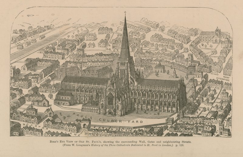 Widok z lotu ptaka na stary St Pauls autorstwa English School