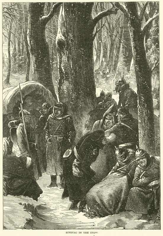Biwak na śniegu, listopad 1870 autorstwa English School