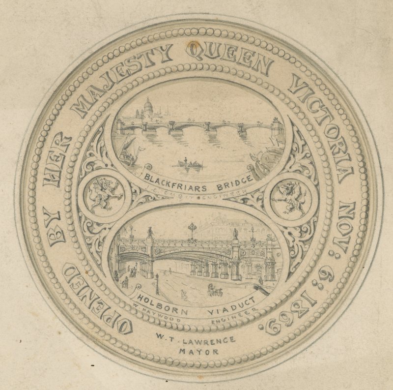 Blackfriars Bridge i wiadukt Holborn autorstwa English School