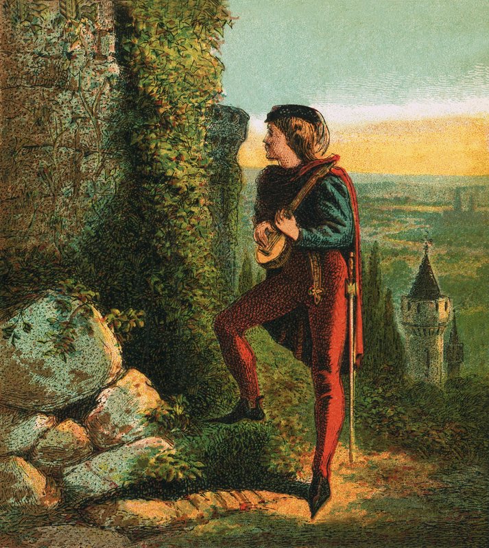 Blondel w więzieniu Richarda autorstwa English School