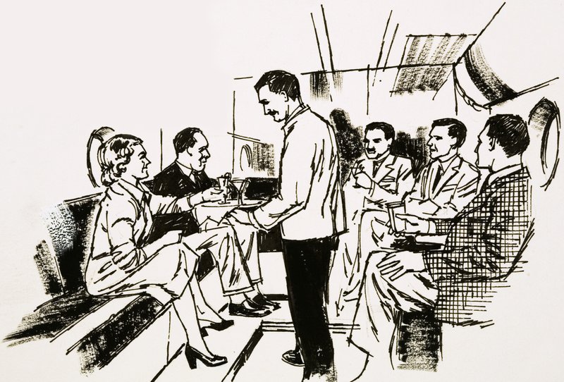 Bar koktajlowy Boeing Stratocruisers na dolnym pokładzie autorstwa English School