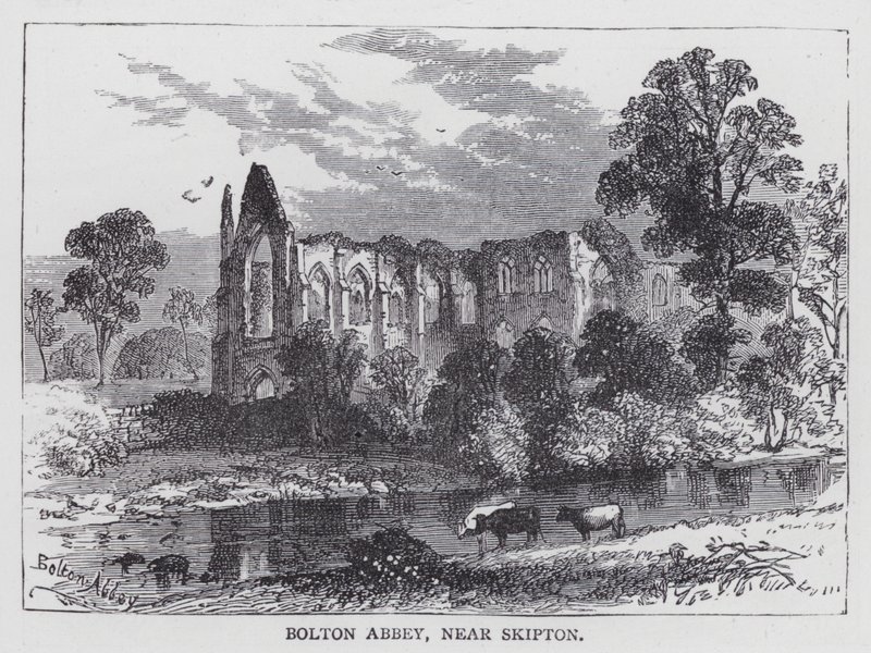 Opactwo Bolton, niedaleko Skipton (grawerowanie) autorstwa English School