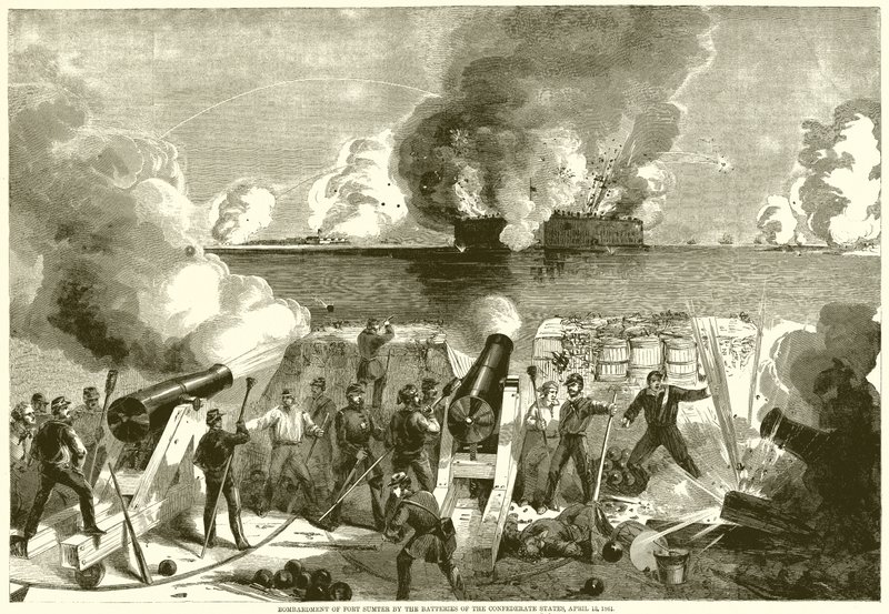 Bombardowanie Fort Sumter przez baterie Stanów Skonfederowanych, 13 kwietnia 1861 r autorstwa English School