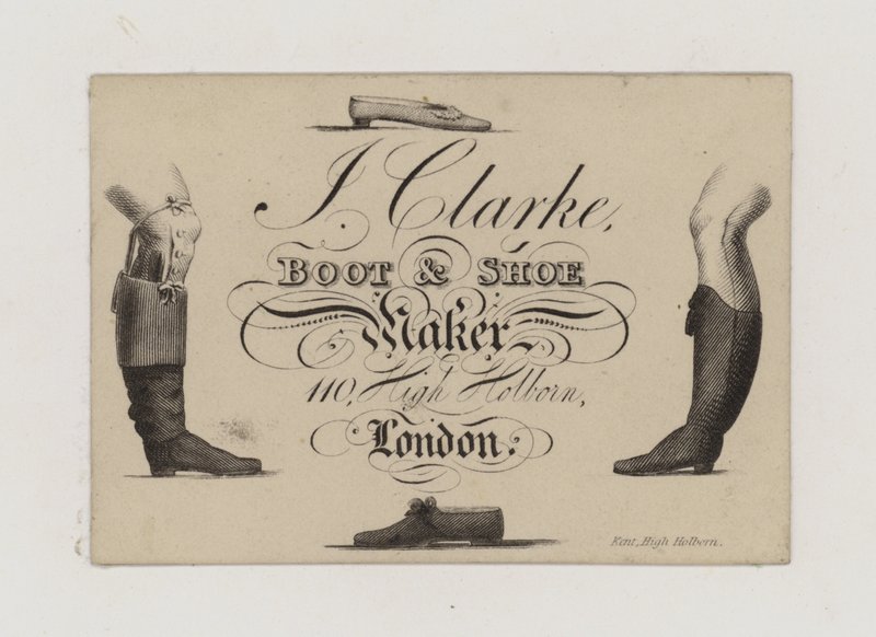 Boot and Shoemaker, J Clarke, karta handlowa autorstwa English School