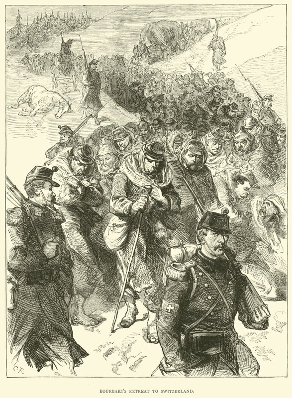 Rekolekcje Bourbakis do Szwajcarii, styczeń 1871 autorstwa English School