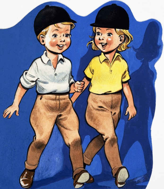 Chłopiec i dziewczynka w Jodhpurs autorstwa English School