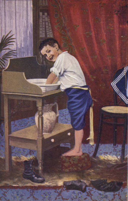 Pranie chłopca (kolor lito) autorstwa English School