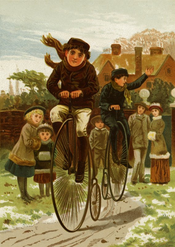 Chłopcy na rowerach autorstwa English School