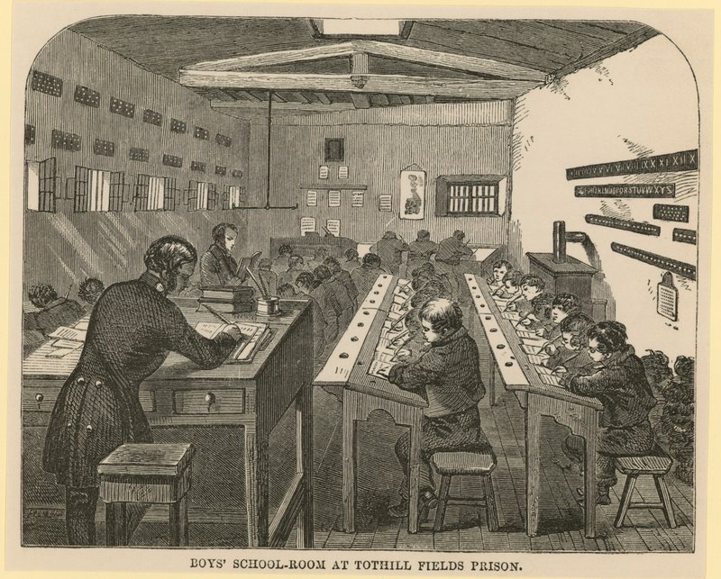 Sala szkolna dla chłopców w więzieniu Tothill Fields autorstwa English School
