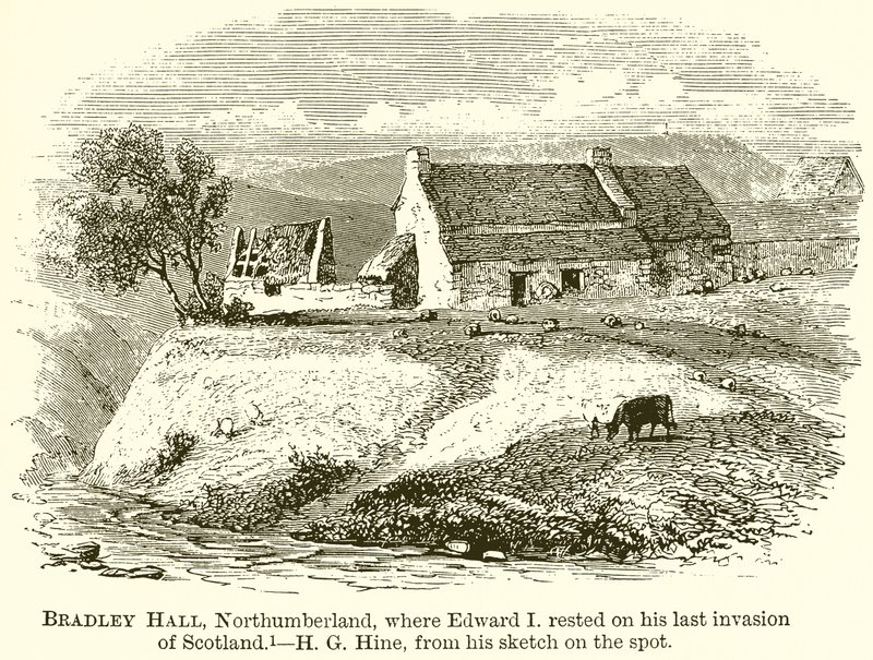 Bradley Hall, Northumberland, gdzie Edward I odpoczywał podczas swojej ostatniej inwazji na Szkocję autorstwa English School
