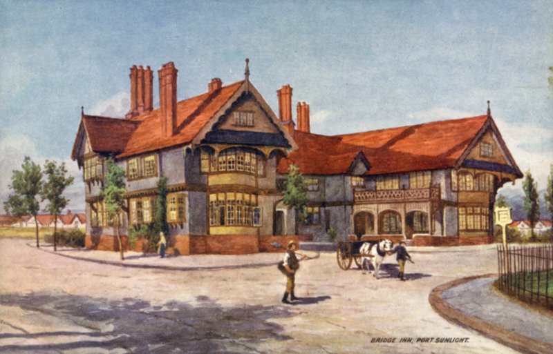 Bridge Inn, Port Sunlight (litografia kolorowa) autorstwa English School