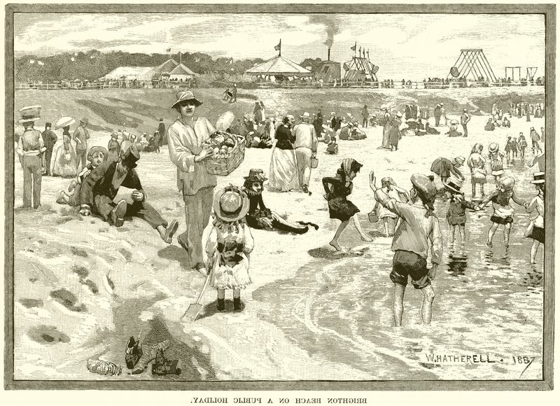 Plaża w Brighton w święto państwowe autorstwa English School