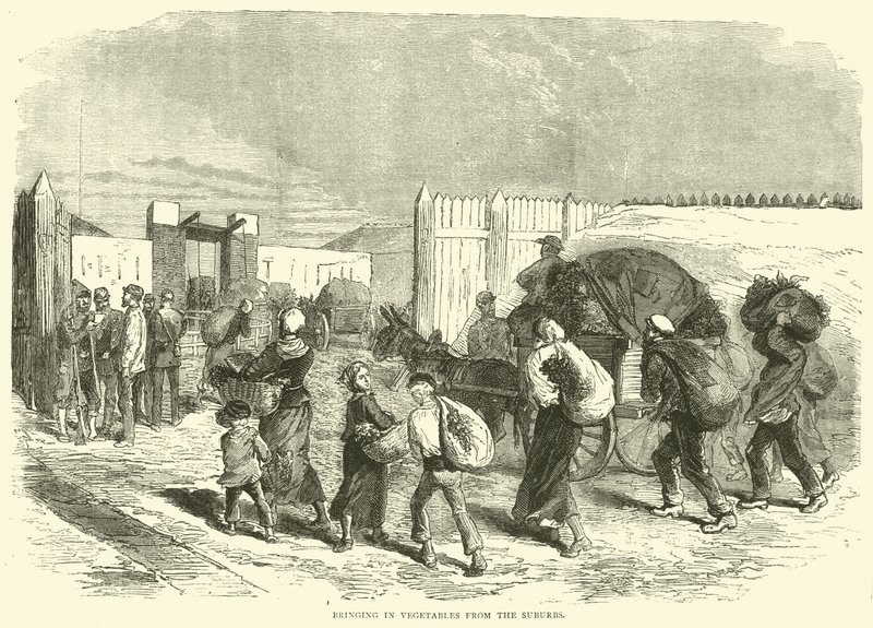 Przywiezienie warzyw z przedmieść, październik 1870 autorstwa English School
