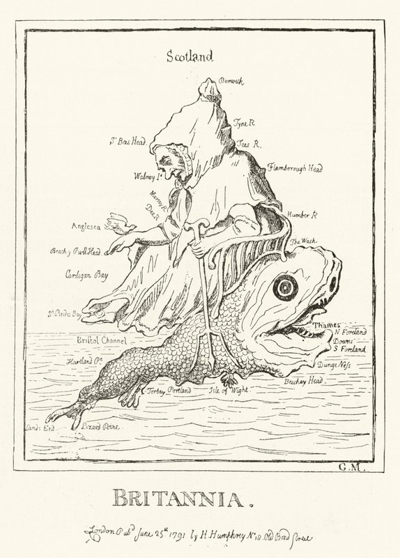 Britannia, mapa Anglii (rycina) autorstwa English School