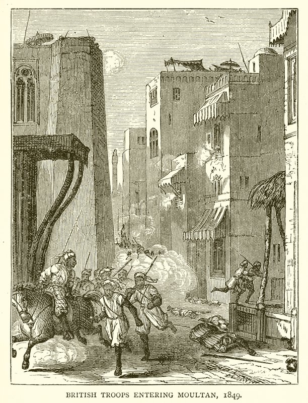 Wojska brytyjskie wkraczające do Moultan, 1849 autorstwa English School