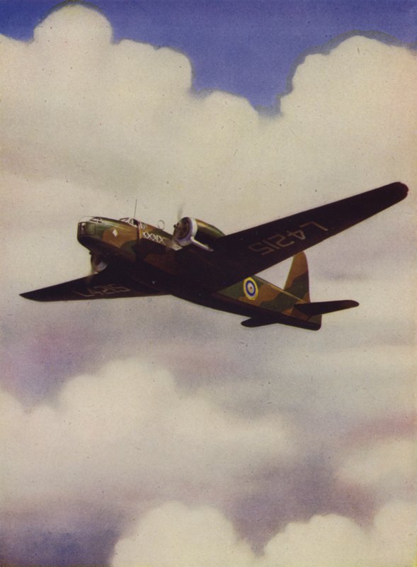 Brytyjski średni bombowiec Vickers Wellington w locie (kolor lito) autorstwa English School