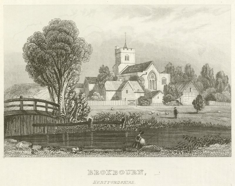 Broxbourne, Hertfordshire (grawerowanie) autorstwa English School