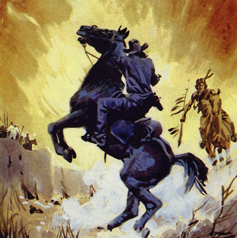 Buffalo Bill walczył z Żółtą Ręką, przywódcą Czejenów autorstwa English School