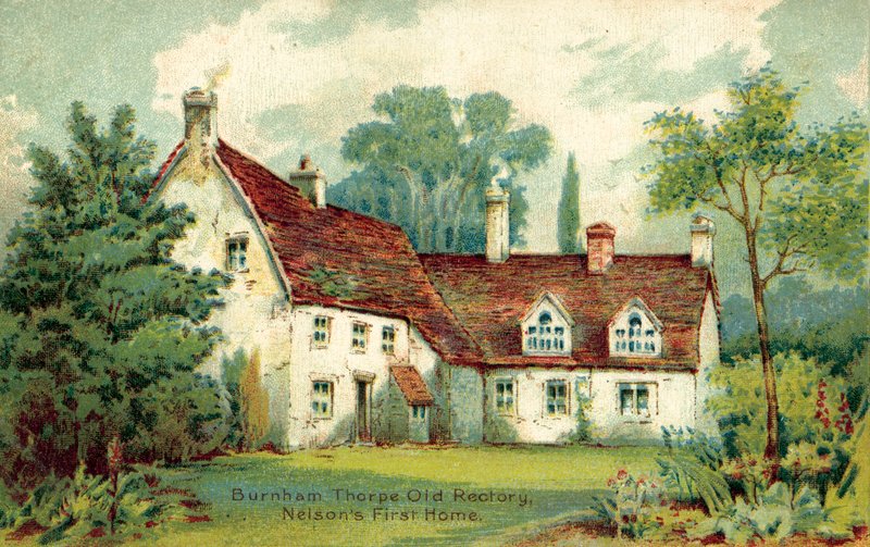 Burnham Thorpe, Old Rectory, pierwszy dom Nelsona (kolor lito) autorstwa English School