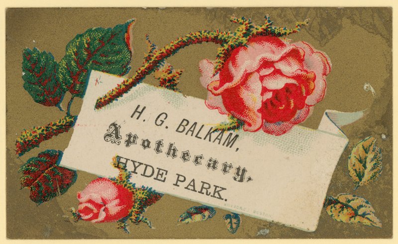 Wizytówka dla H G Balkam, Apothecary, Hyde Park (chromo) autorstwa English School